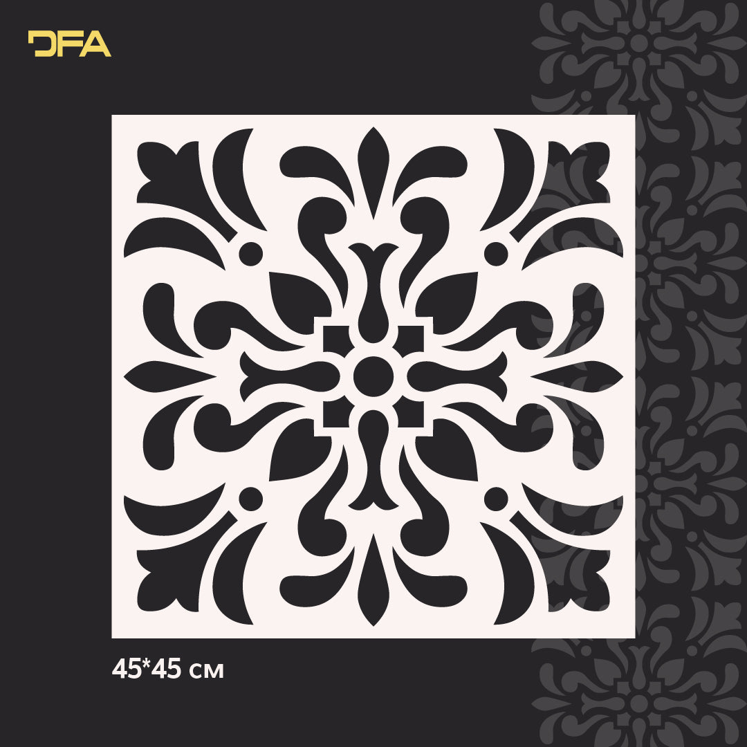 Reusable stencil DFA for decorative plaster and paint Oriental pattern 0.3-1mm (V00065)