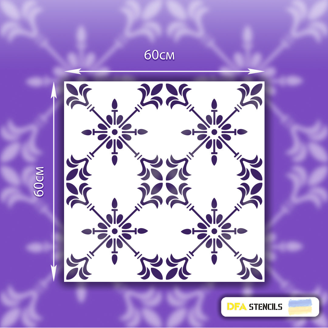 Stencil for decoration DFA square pattern, for putty and paint, 0.3-1mm (K00016)