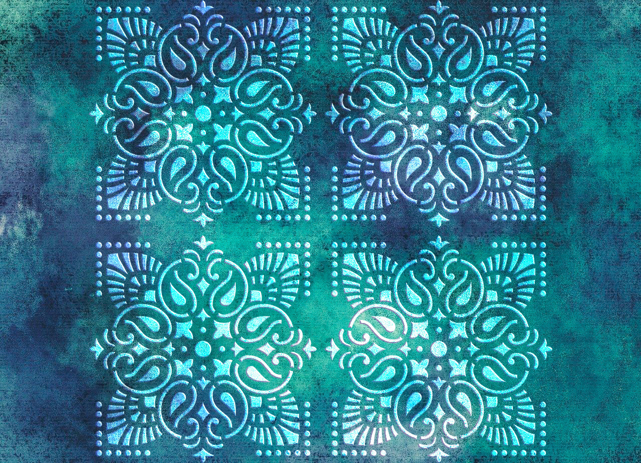 Reusable stencil DFA for decorative plaster and paint Oriental pattern 0.3-1mm (V00068)