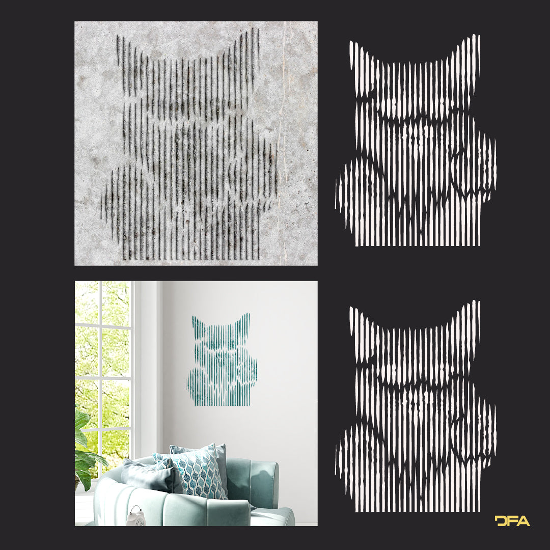 Stencil Kitten DFA animals for walls for plaster and paint 0.3-1mm (J00041)