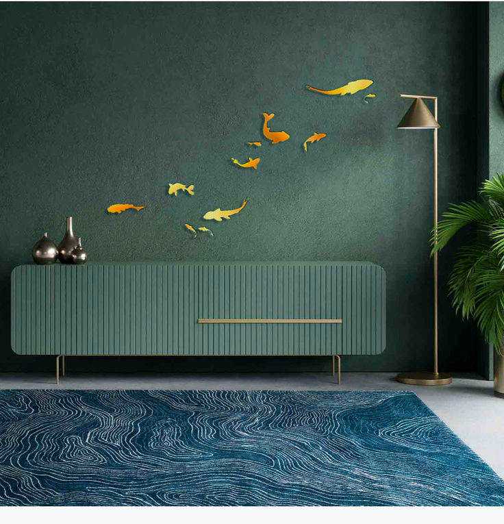 Quick wall update: Self-adhesive mirror decor Fishes by DFA, 5 pcs/11 pcs, 5 pcs, Silver