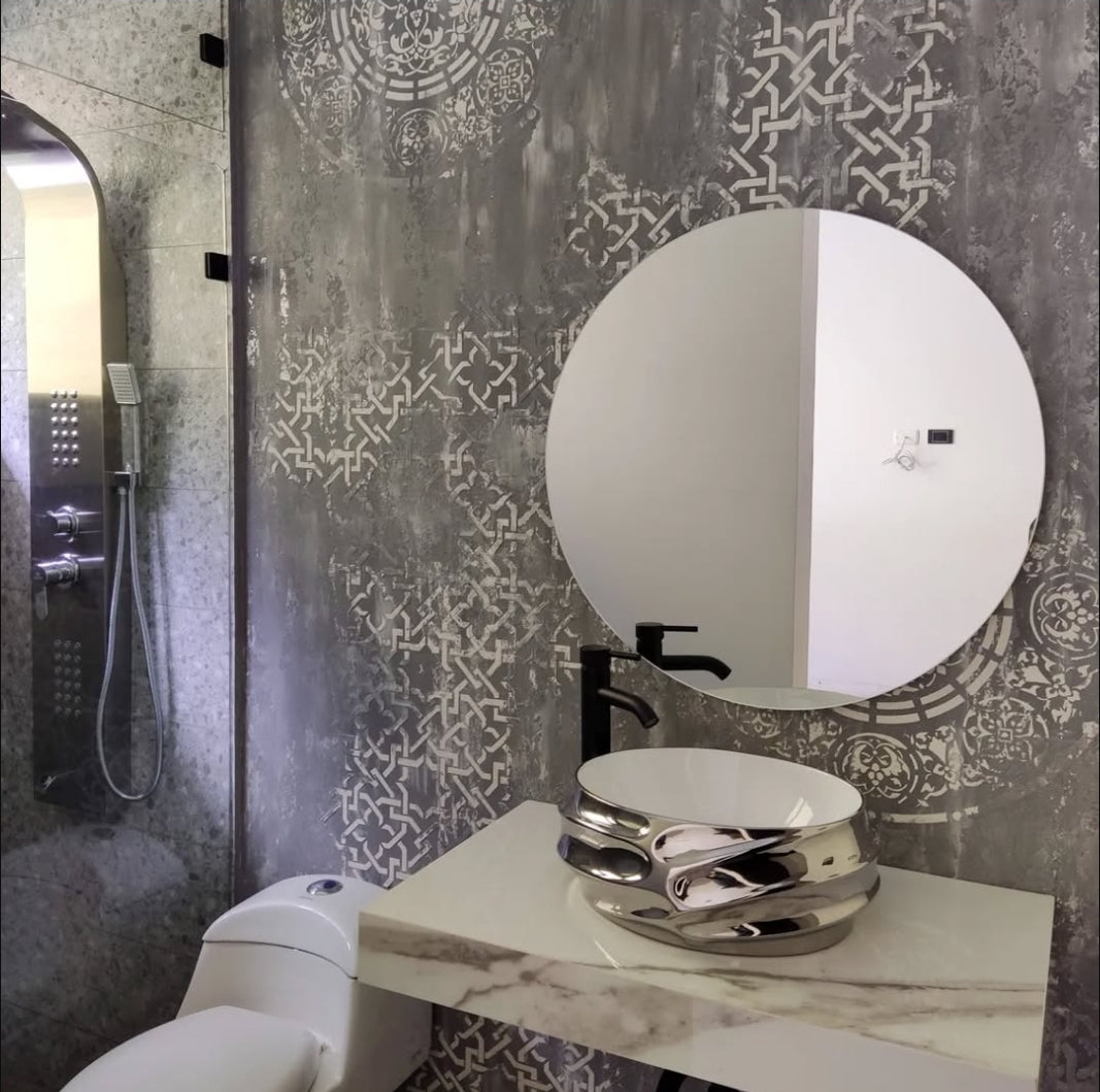 Wall decor stencils DFA (Geometry 15 + Round 14) set for plaster and paint 0.3-1 mm (N00109)
