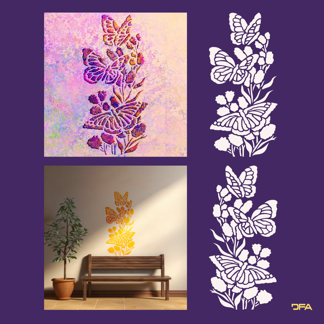 Stencil Butterflies DFA animals for walls for plaster and paint 0.3-1 mm (J00052)