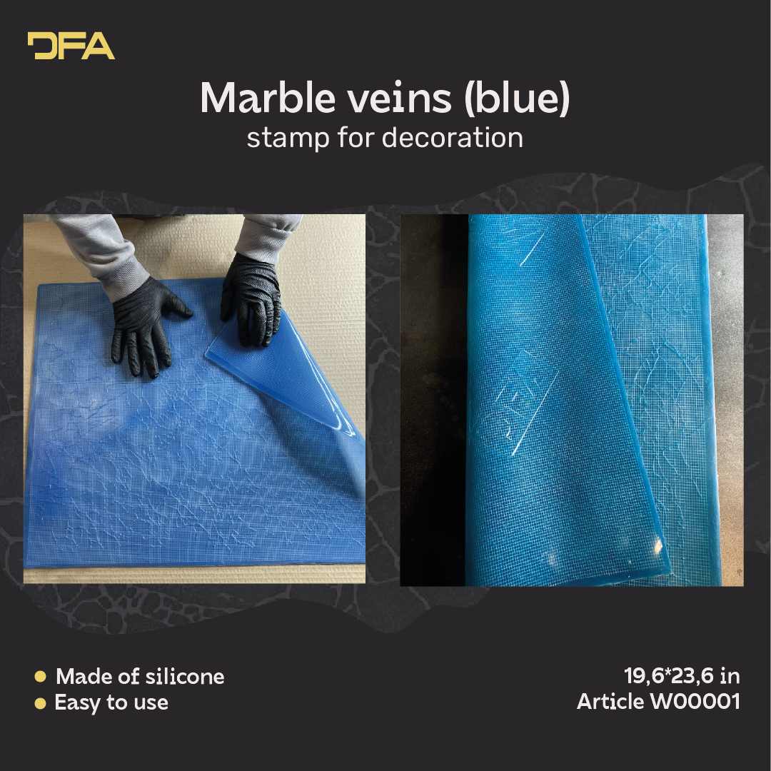 Silicone impression for decoration Marble veins blue W00001