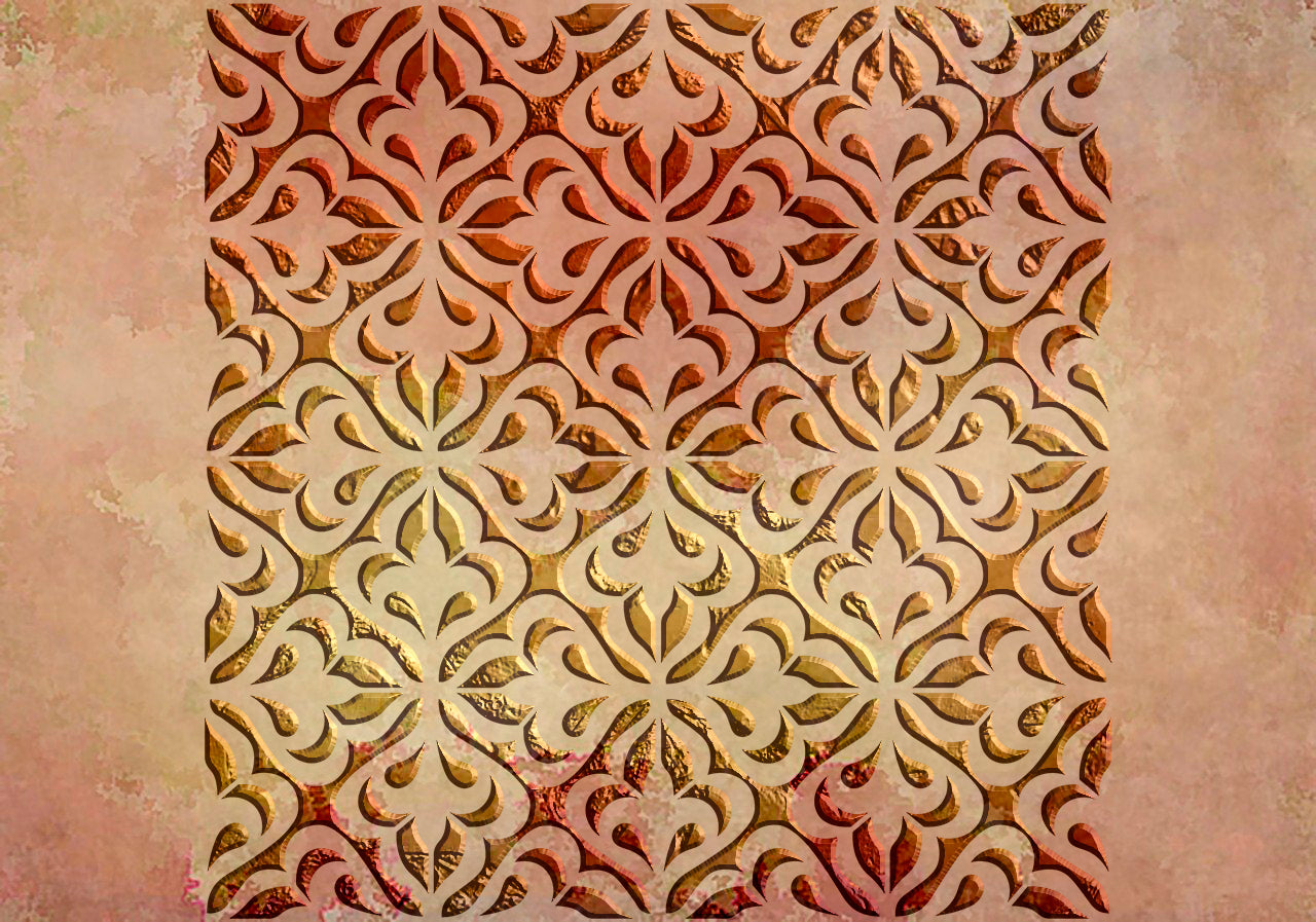 Reusable stencil DFA for decorative plaster and paint Oriental pattern 0.3-1mm (V00061)