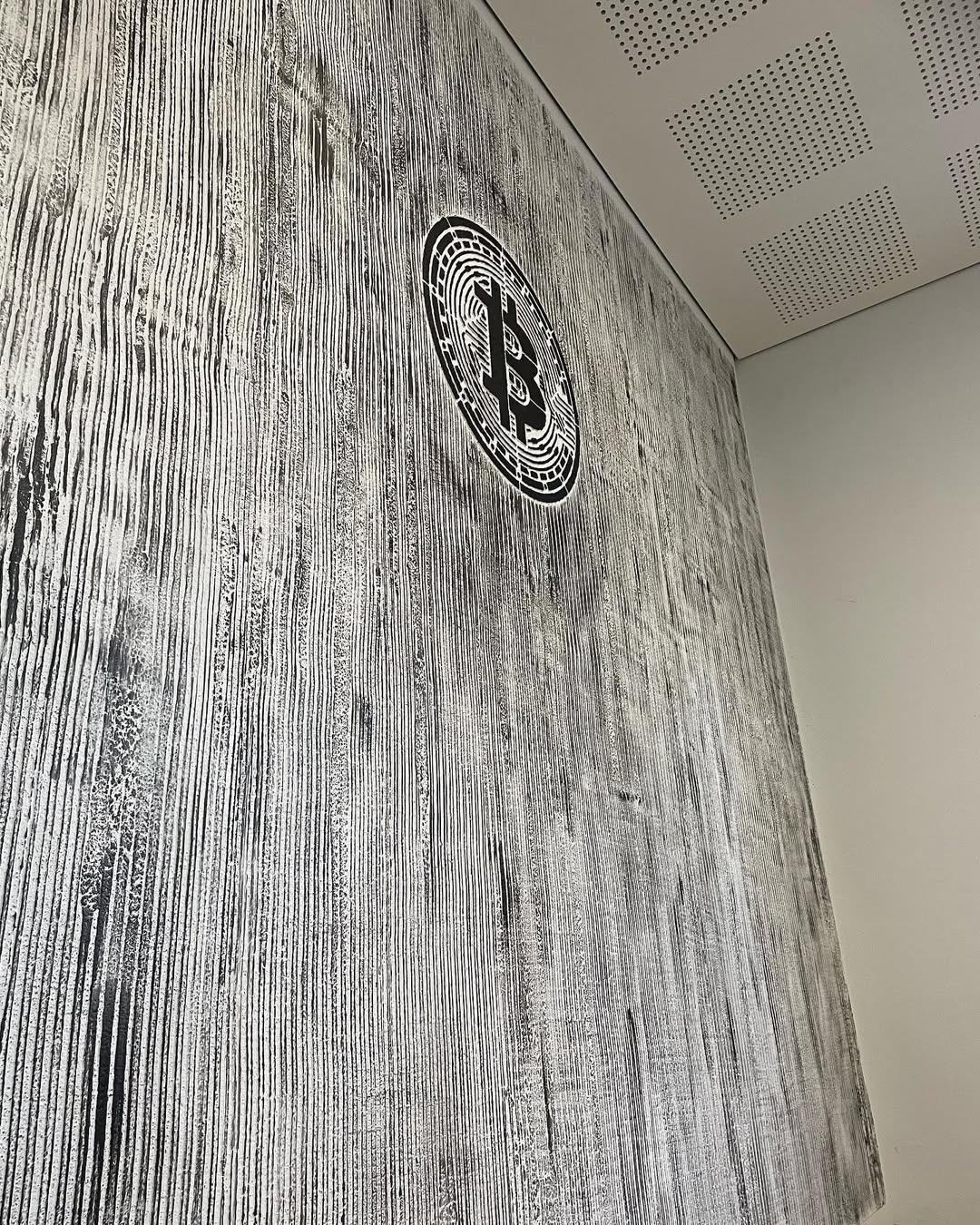 Modern hi-tech interior accent with DFA Bitcoin stencil 0.3-1 mm (X00027)