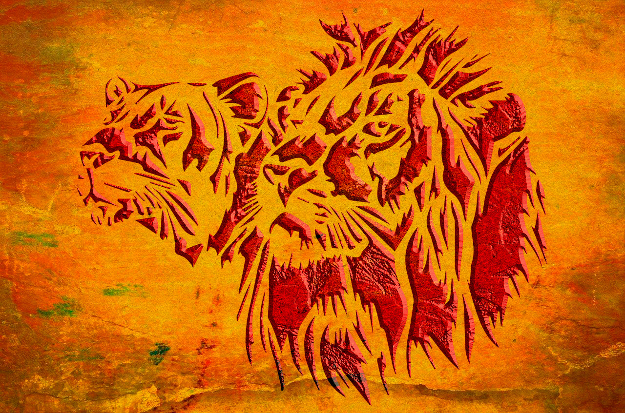Stencil Lion and Lioness DFA animals for walls for plaster and paint 0.3-1mm (J00049)