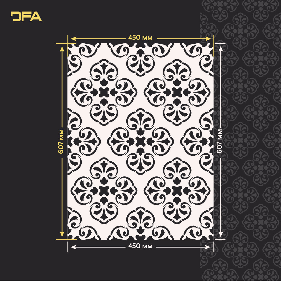 Oriental ornament with stencil DFA for decorative plaster and paint 0.3-1 mm (V00078)