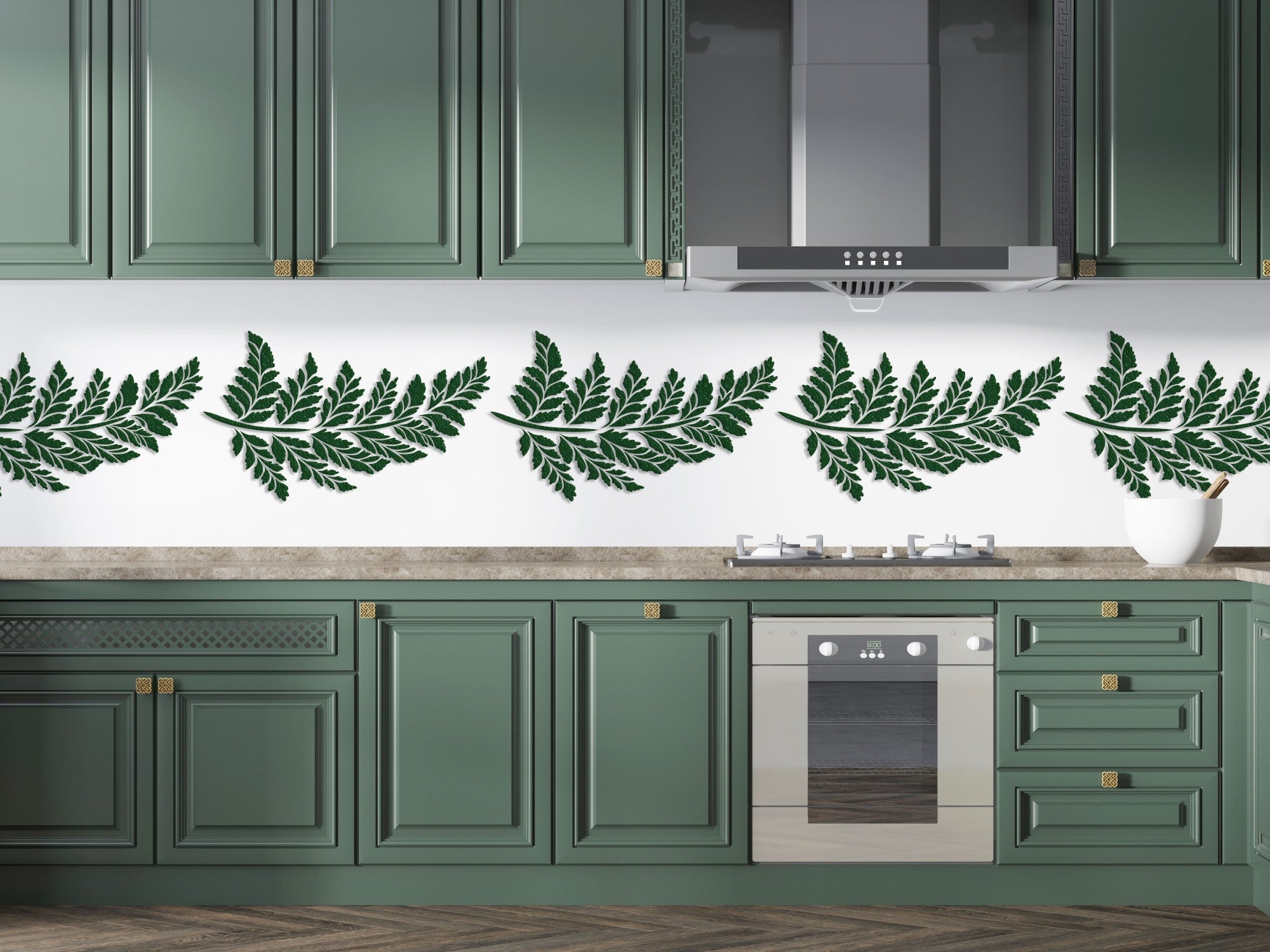 Stencil DFA reusable Nature leaf Fern for plaster and paint 0.3-1mm (P00098), 1mm - Under plaster