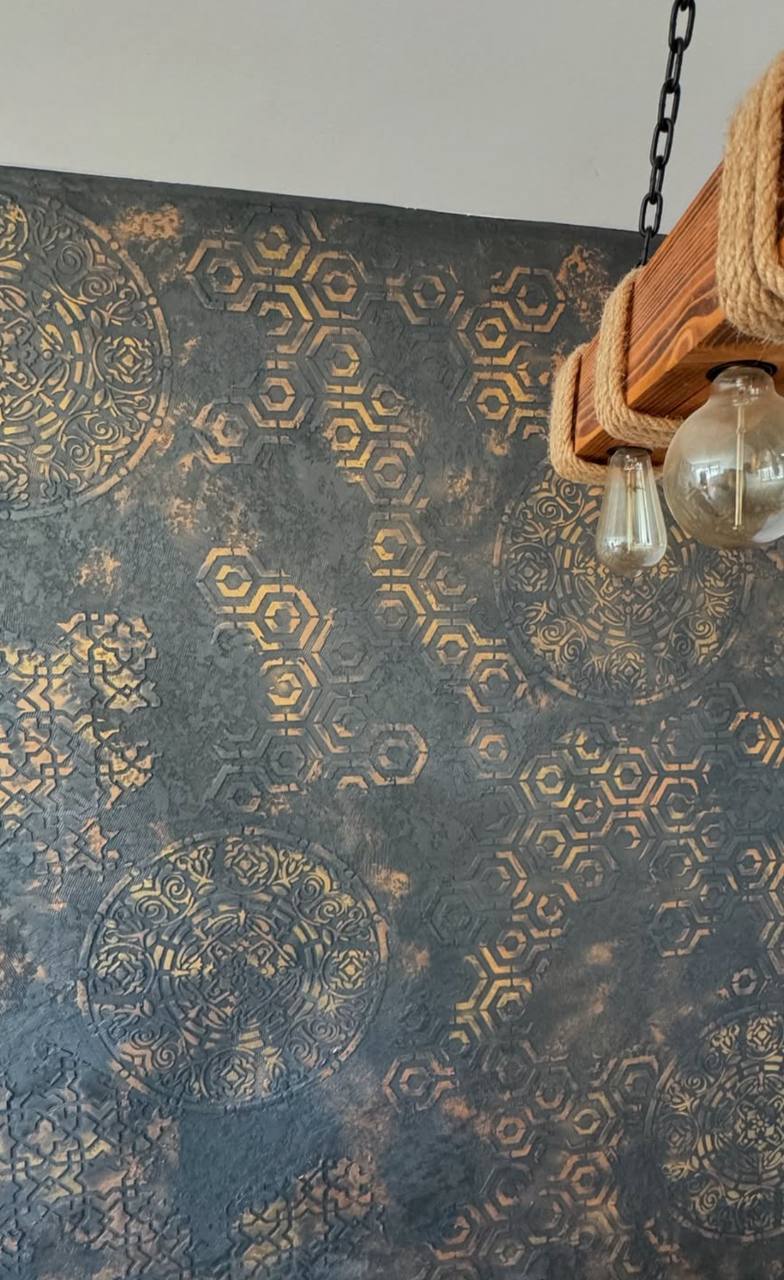Round patterns - a new aesthetic of decorative plaster with a stencil DFA 0.3-1 mm (С00116)