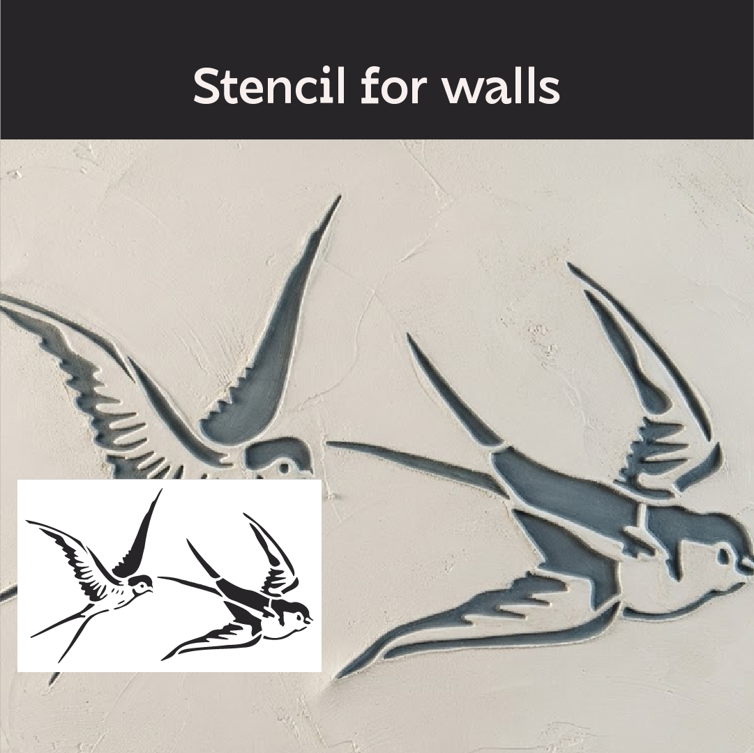 "Swallow" wall stencil — DFA stencil for vibrant decor, 0.3–1 mm (J00078)