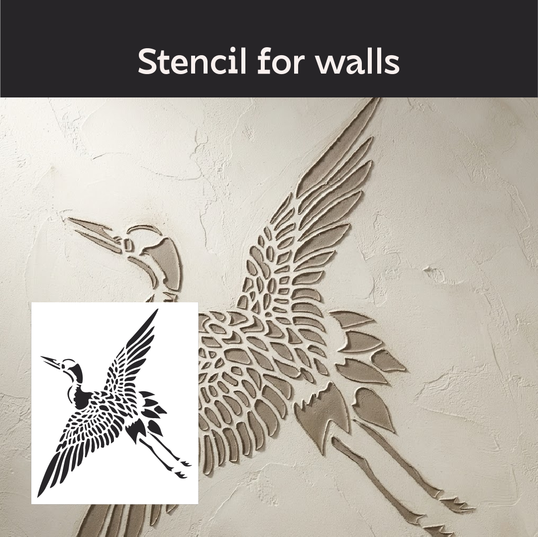 Crane Wall Stencil — DFA Stencil for Vibrant Decor, 0.3–1 mm (J00077)