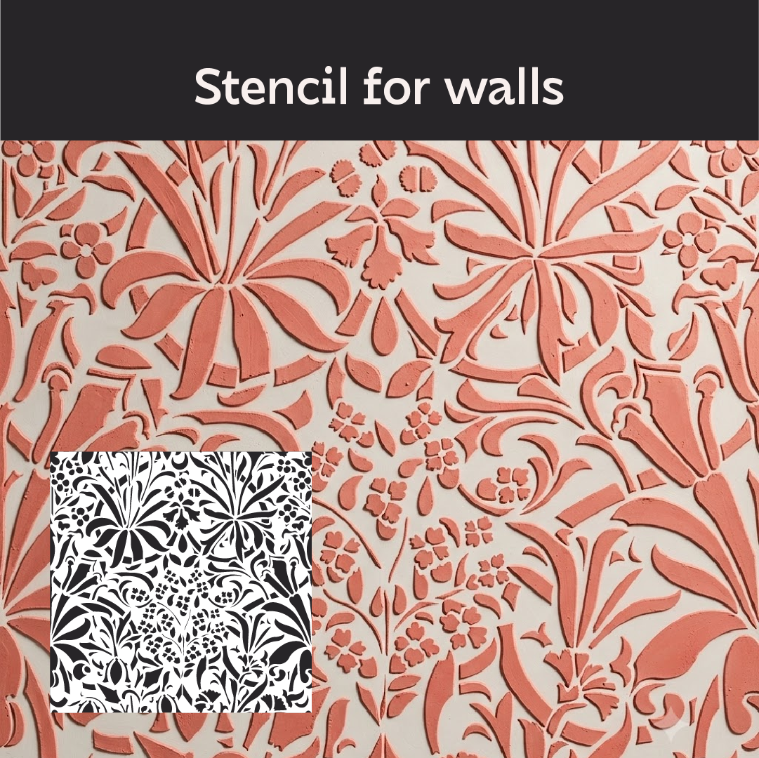 DFA Reusable Stencil "Nature" for Plaster and Paint 0.3–1 mm – William Morris Collection (P00189)