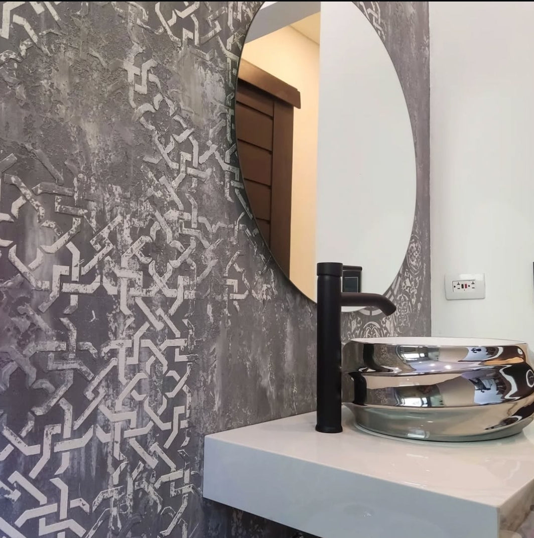 Wall decor stencils DFA (Geometry 15 + Round 14) set for plaster and paint 0.3-1 mm (N00109)