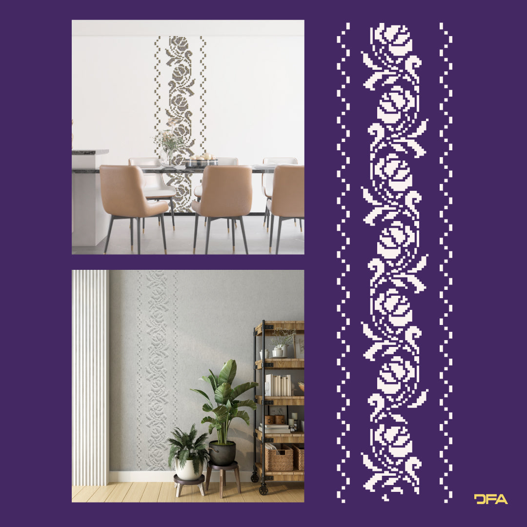 Ethno Stencil DFA Embroidered patch for plaster and paint (Z00004)