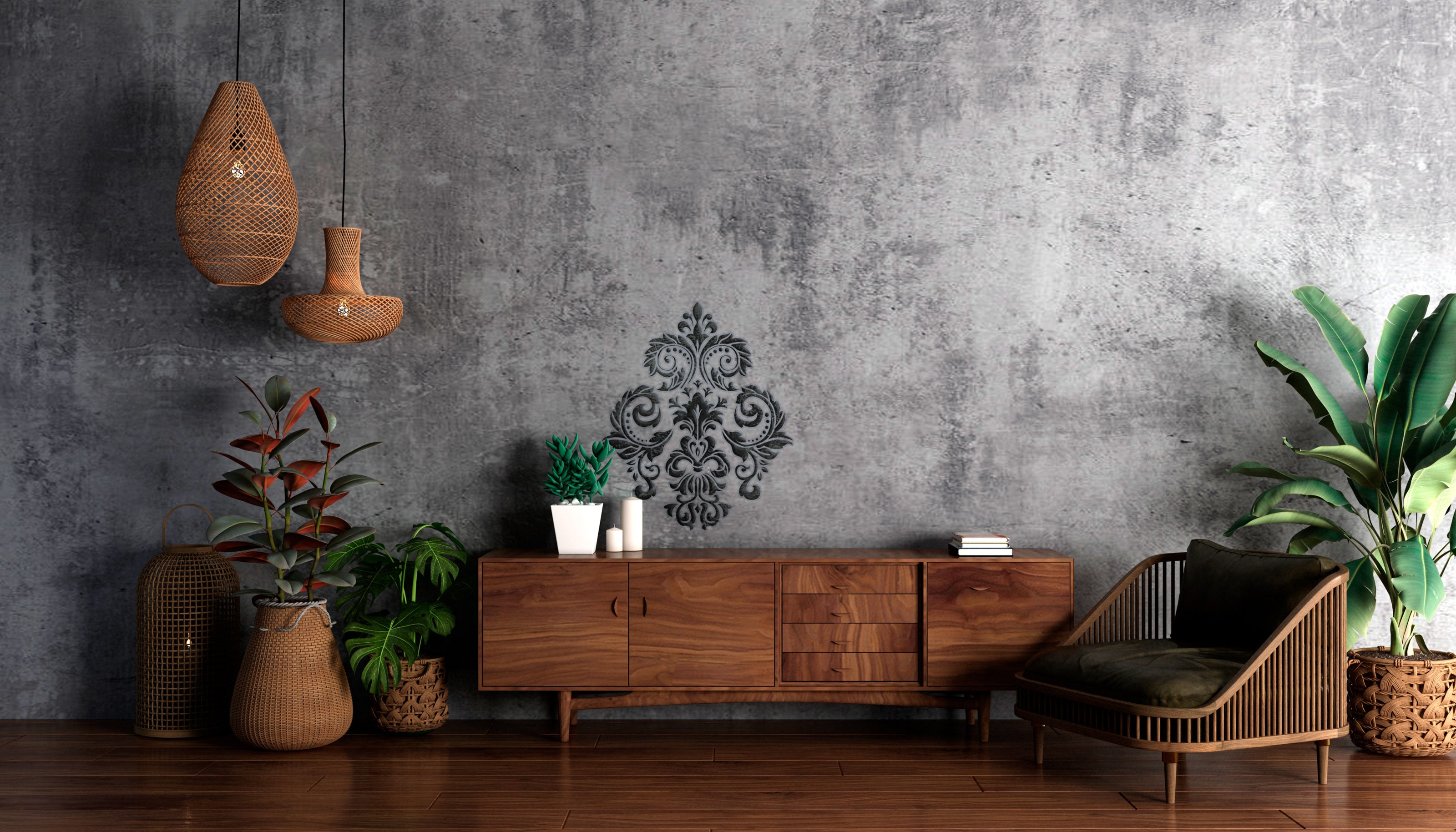 Professional stencil DFA Damascus for stylish wall decoration 0.3-1 mm (D00073)