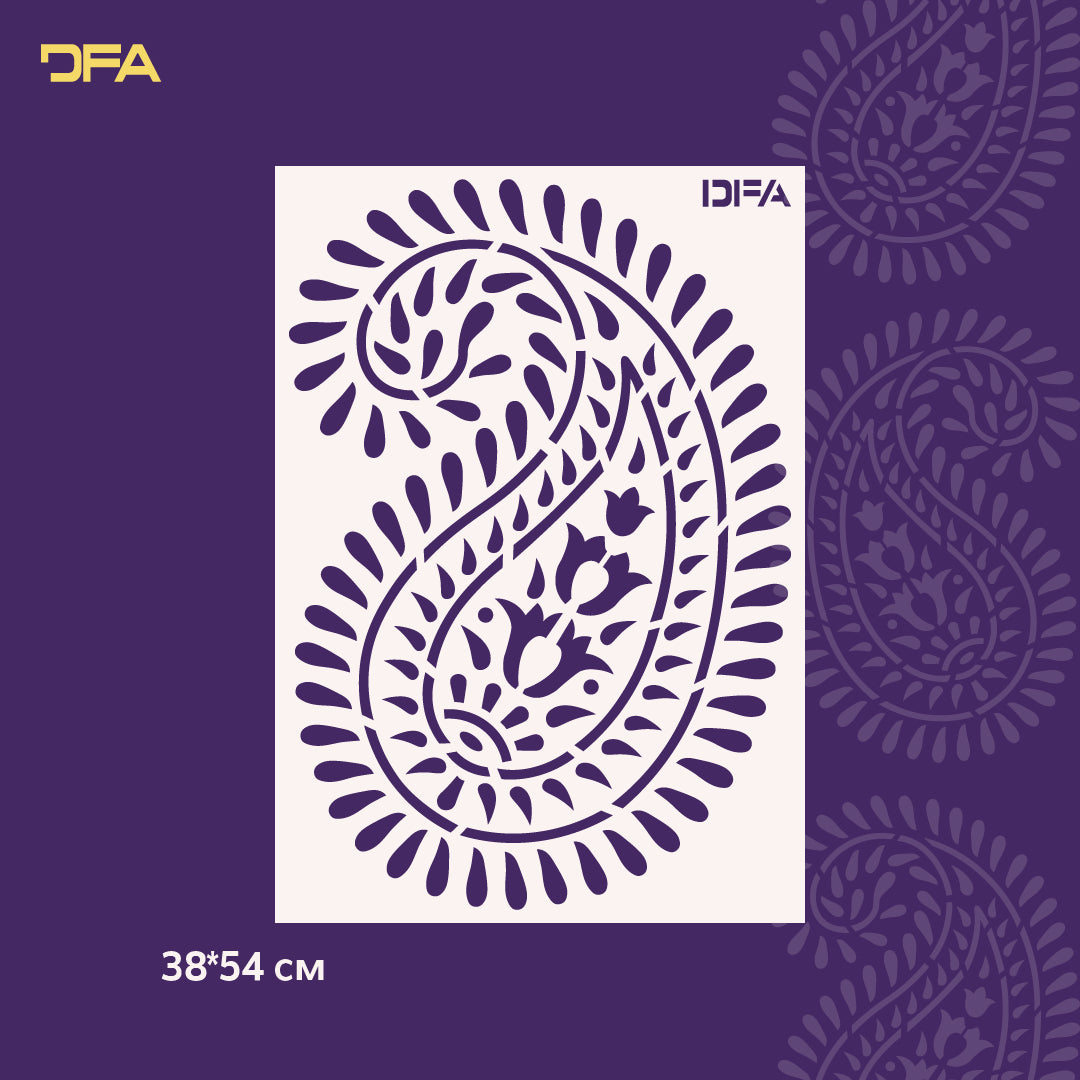 Reusable stencil DFA for decorative plaster and paint Oriental pattern 0.3-1mm (V00063)