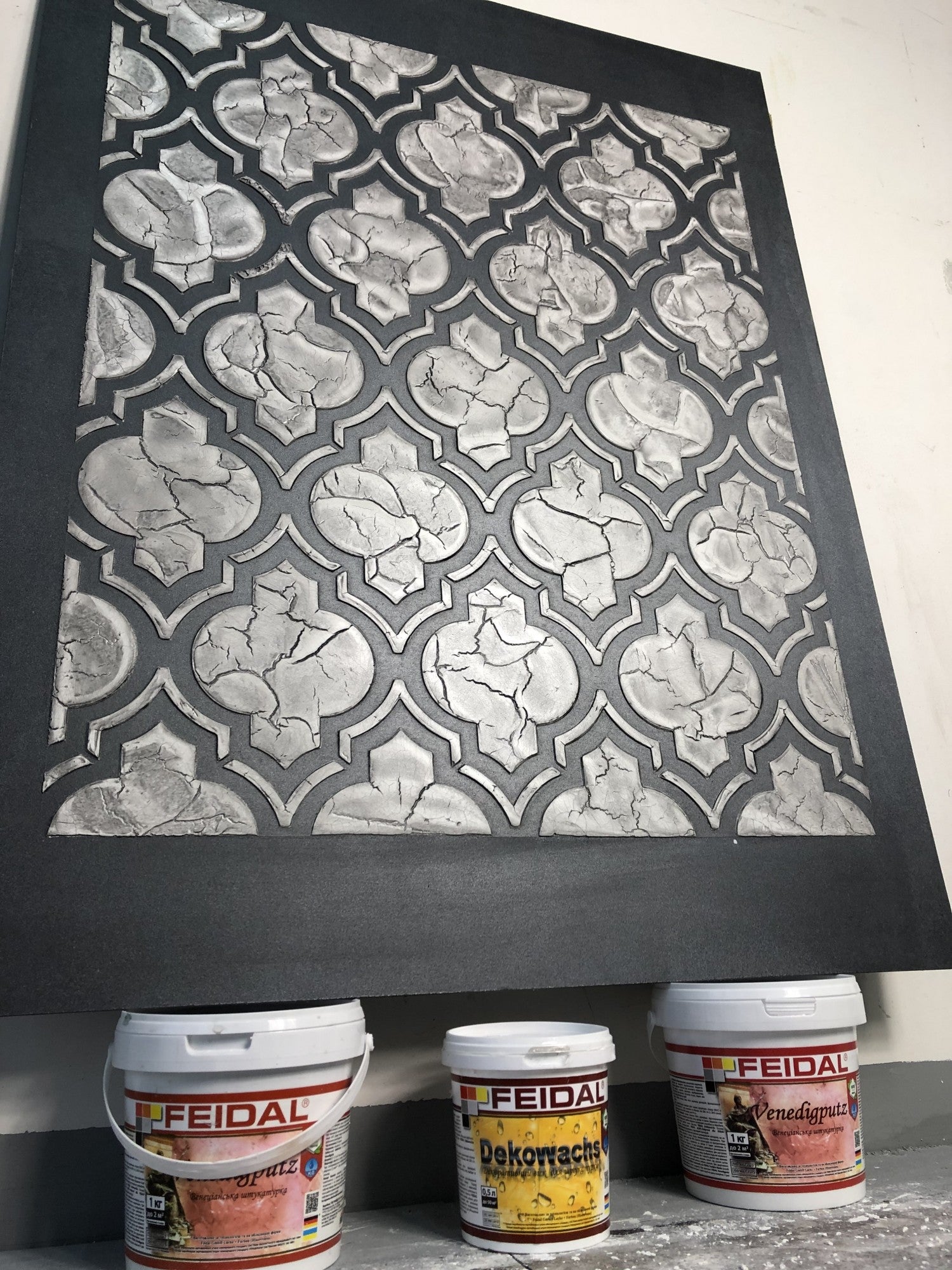 Reusable stencil DFA for decorative plaster and paint Oriental pattern 0.3-1mm (V00003)