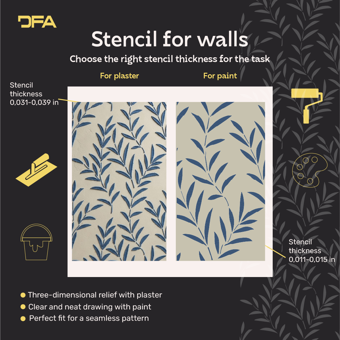 DFA Reusable Stencil "Nature" for Plaster and Paint 0.3–1 mm (P00196)