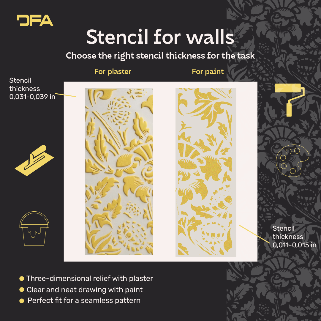 DFA Reusable Stencil "Nature" for Plaster and Paint 0.3–1 mm – William Morris Collection (P00184)