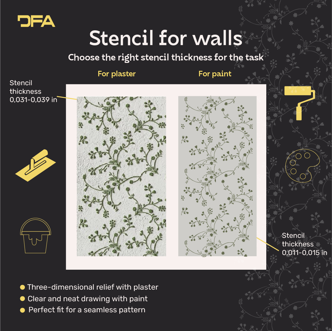 DFA Reusable Stencil "Nature" for Plaster and Paint 0.3–1 mm (P00194)