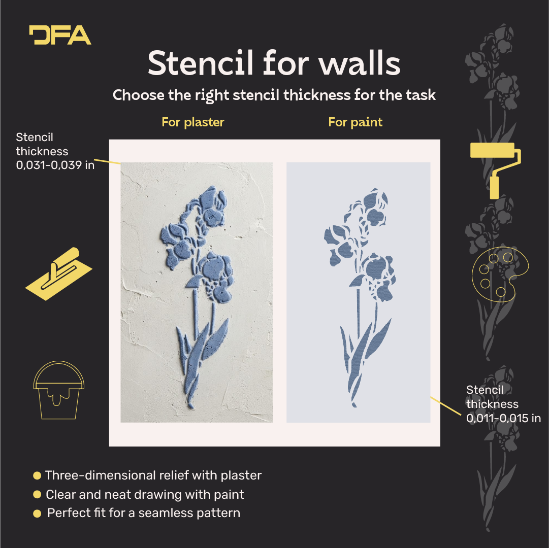 DFA "Flower" Stencil for Decoupage on Interior Decor Items (P00207)