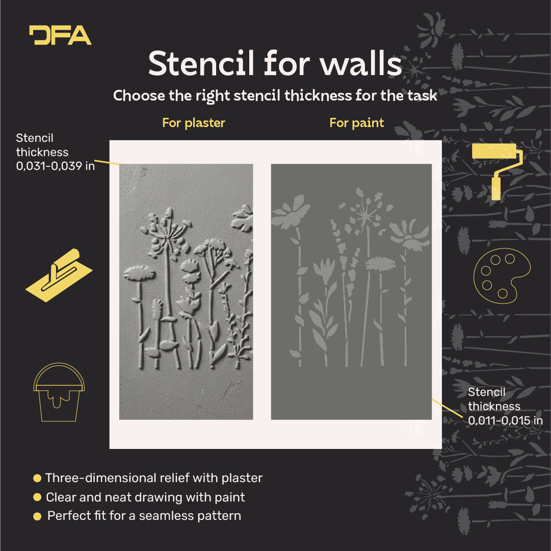 DFA Reusable Stencil "Nature" for Plaster and Paint 0.3–1 mm (P00198)