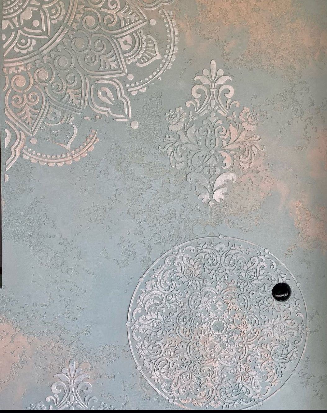 Wall decoration set for plaster and paint 6 Stencils DFA (Square pattern 6 + Round pattern 56 + Damask 11) 0.3-1 mm (N00006)