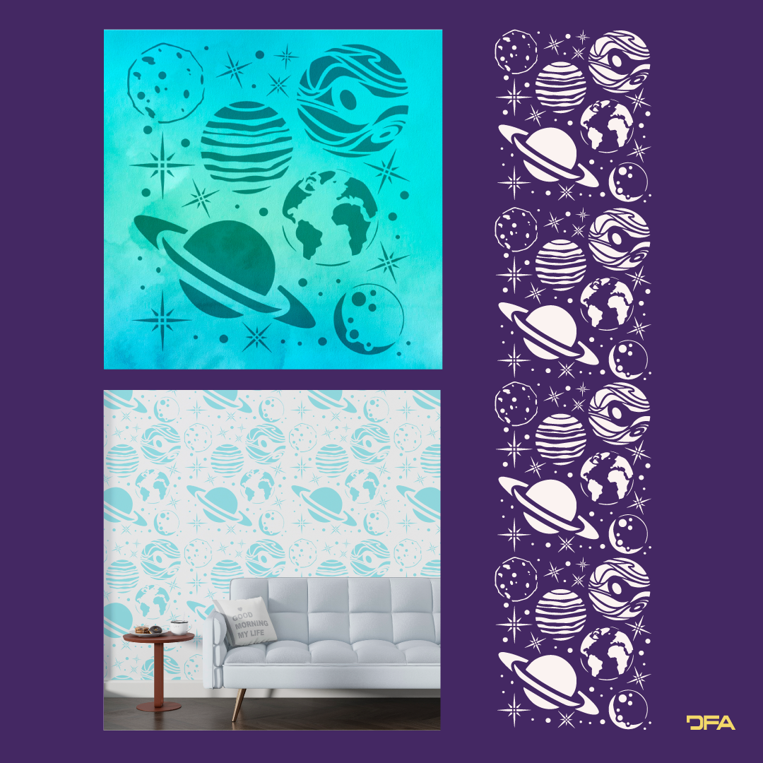 Stencil DFA Planets for plaster and paint 0.3-1mm (X00092)