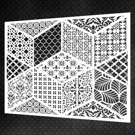 Stencil DFA reusable for decorative plaster Geometry Scandinavian style for plaster and paint 0.3-1mm (G00045)