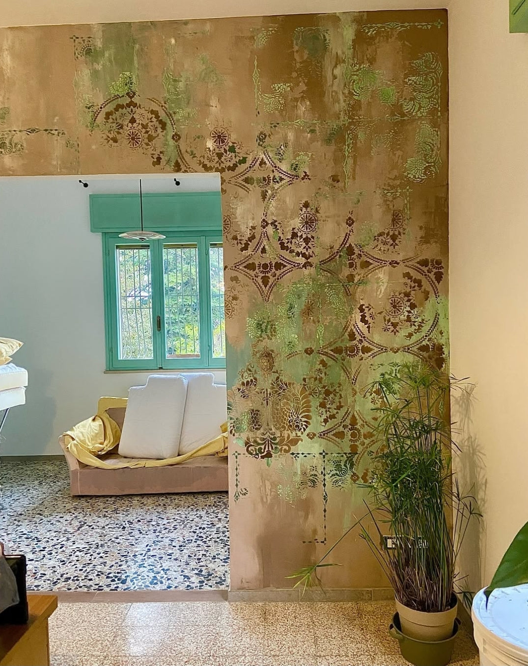 Set of stencils DFA decor for plaster and paint (Square 13 + Damask 22) 0.3-1 mm (N00118)
