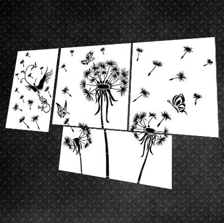 DFA Reusable stencil for decorative plaster Dandelion for plaster and paint 0.3-1mm (P00079)