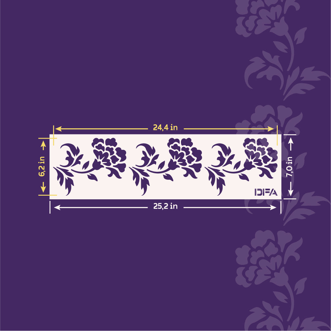 Floral ornament: DFA reusable border stencil - easy and stylish 0.3-1 mm (B00084)