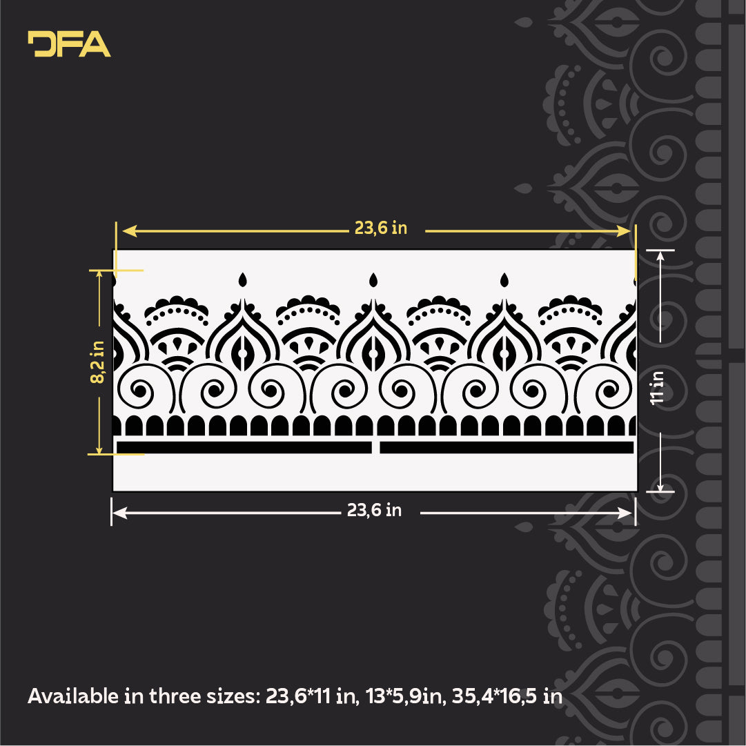 Stylish border decor with DFA stencil for paint and plaster 0.3-1 mm (B00091)