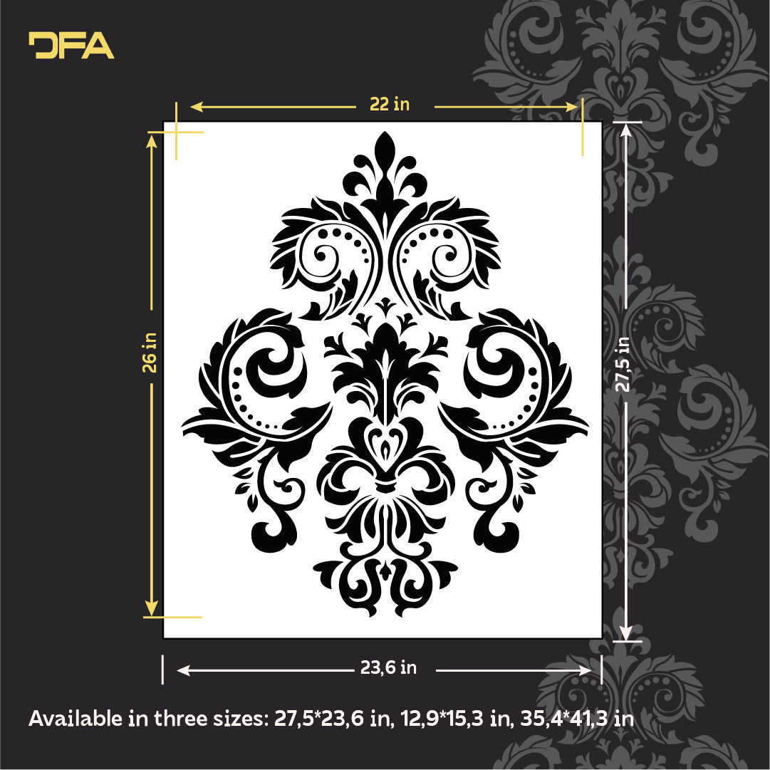 Professional stencil DFA Damascus for stylish wall decoration 0.3-1 mm (D00073)