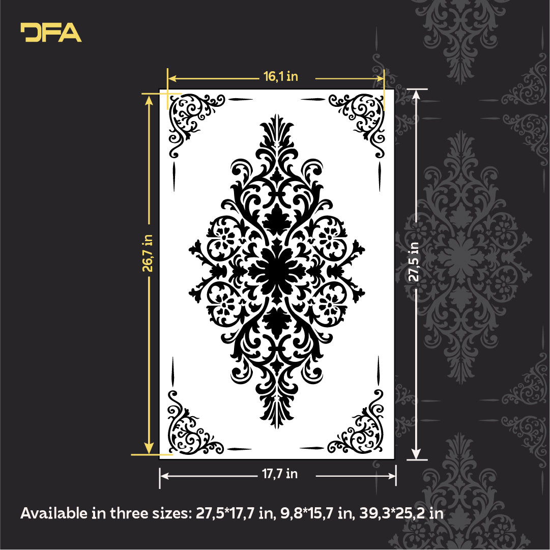 The perfect damask for the interior: DFA stencil for paint and plaster 0.3-1 mm (D00074)
