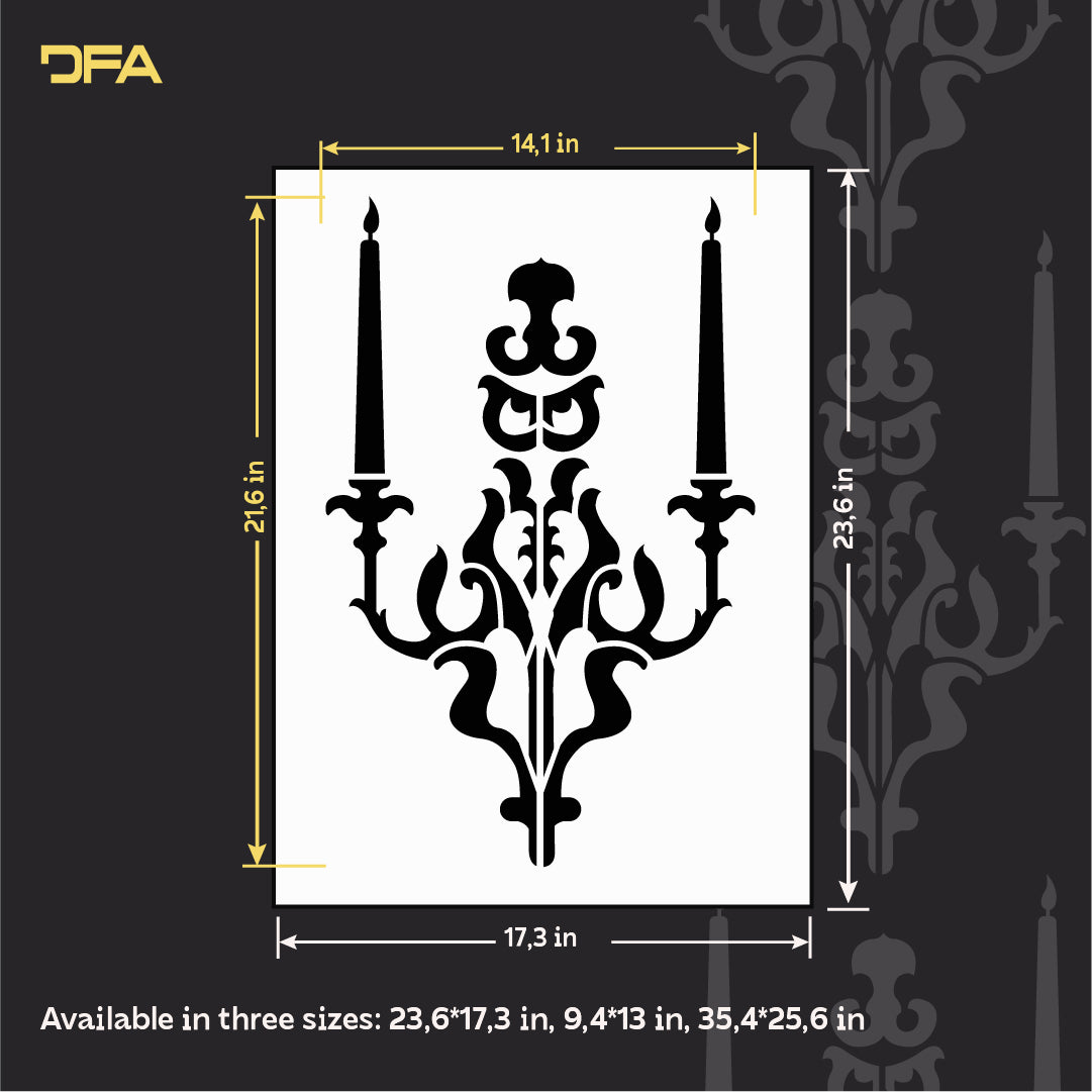 Luxurious Damask ornament on walls with DFA stencil 0.3-1 mm (D00075)