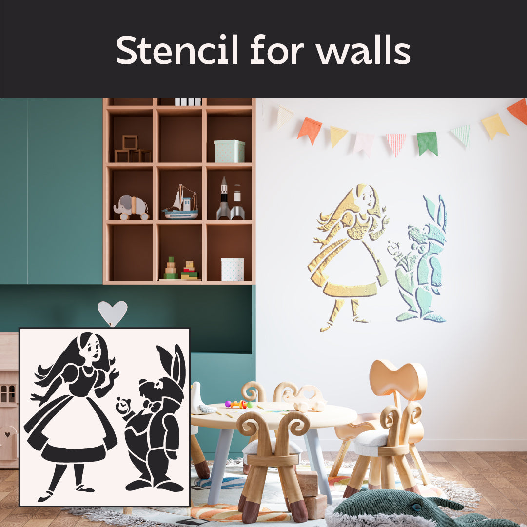 Children's stencil DFA Alice with a rabbit for fairy wall decor 0.3-1 mm (E00071)
