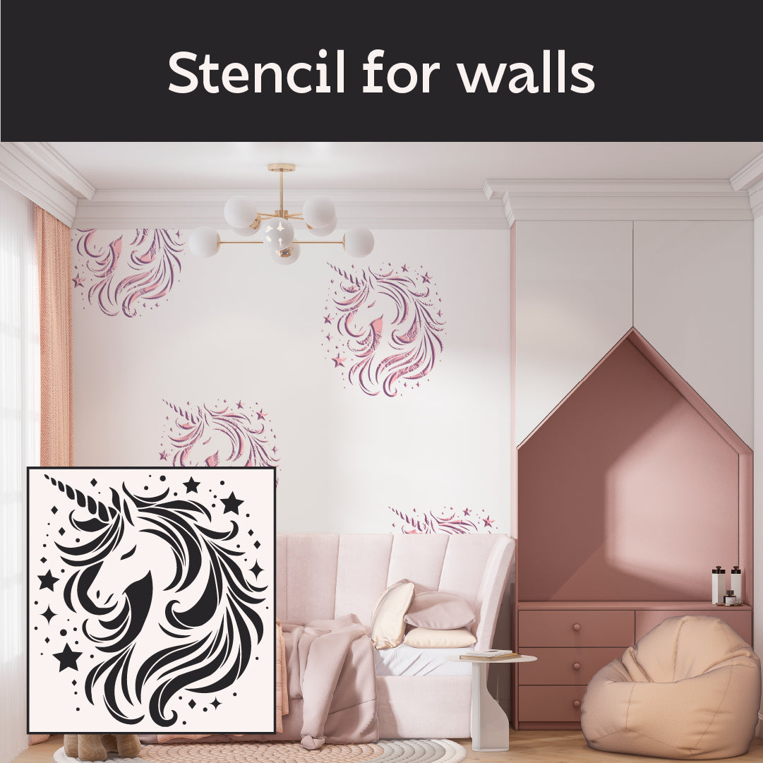 Bright stencil DFA Unicorn for the nursery - easy paint and plaster! 0.3-1 mm (E00072)