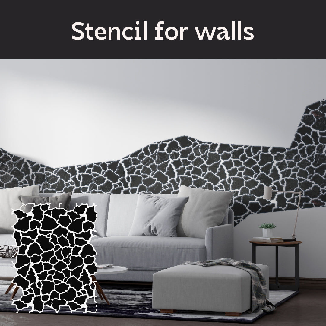 Easily create a stone effect on walls with the DFA Masonry 0.3-1 mm stencil (F00021)