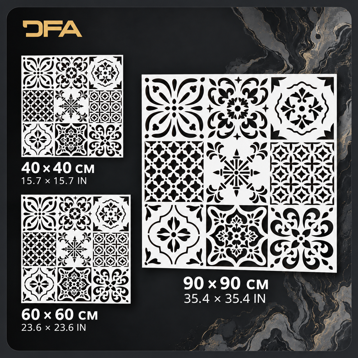 Square Pattern Wall Stencil for Paint and Plaster Decor
