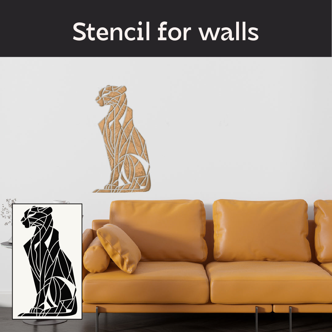 Geometric Big Cat – a striking DFA stencil for modern spaces 0.3-1 mm (J00074)