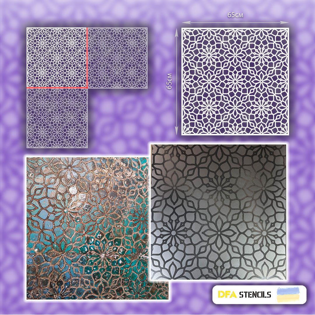 Stencil for decoration DFA square pattern, for putty and paint, 0.3-1mm (K00019)