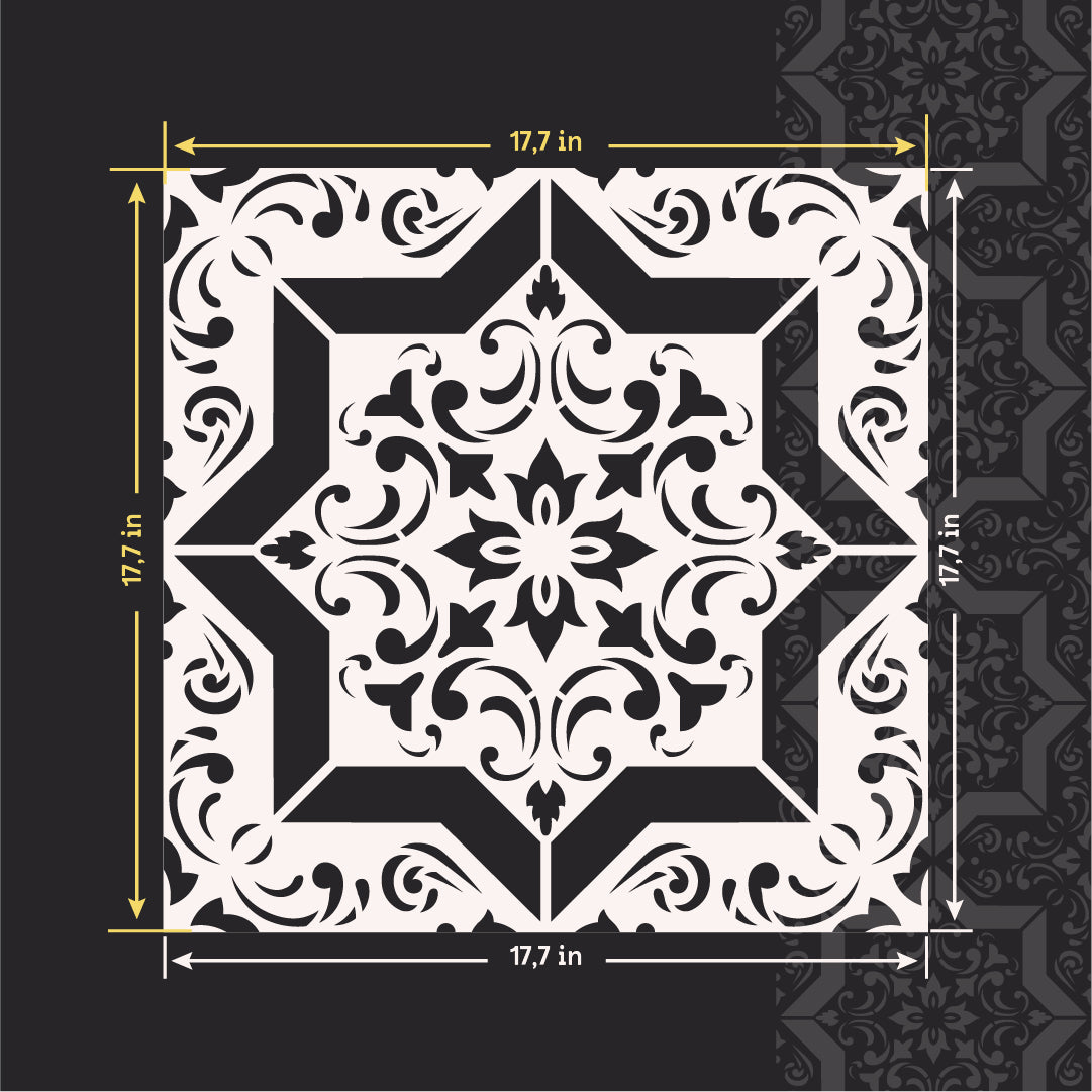 Geometric pattern on walls with DFA stencil Square pattern 0.3-1 mm (K00117)