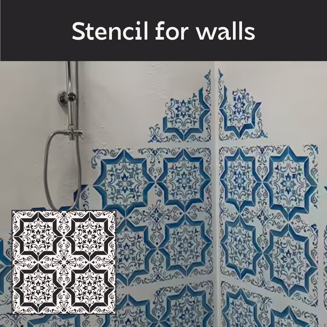 Geometric ornament on the walls - stencil DFA Square pattern 0.3-1 mm (K00118)