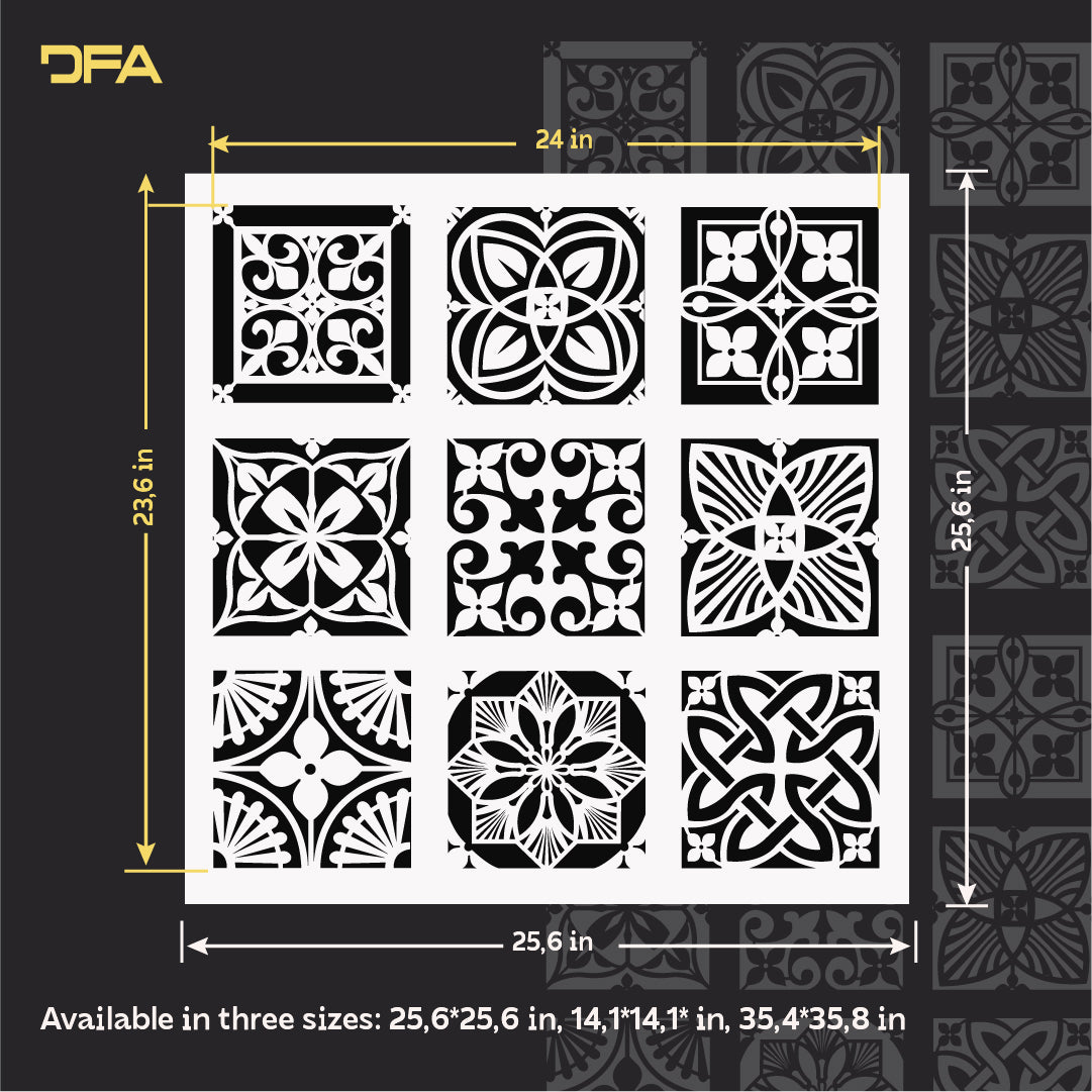 Square patterns on walls – simply with a DFA stencil 0.3-1 mm (K00135)