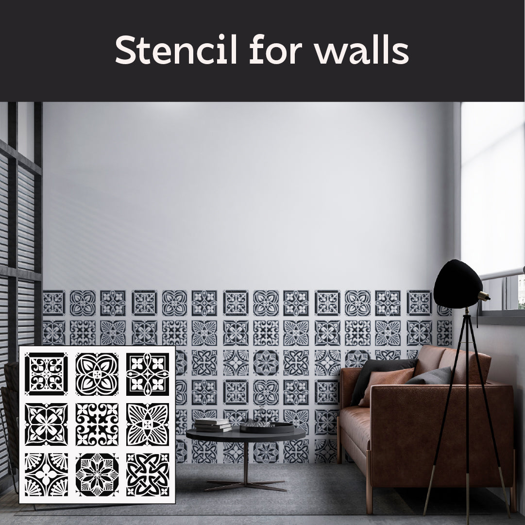 Square patterns on walls – simply with a DFA stencil 0.3-1 mm (K00135)