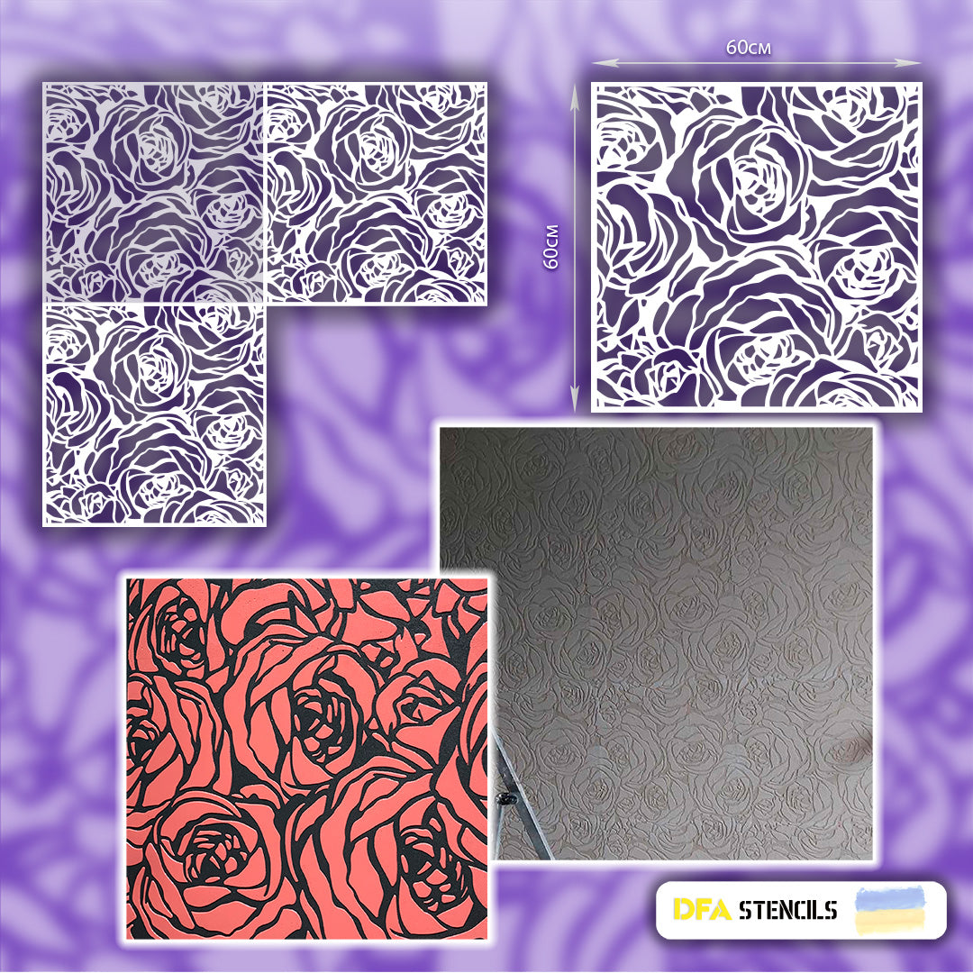 Stencil DFA for decoration Nature Rose for plaster and paint 0.3-1mm (P00017)