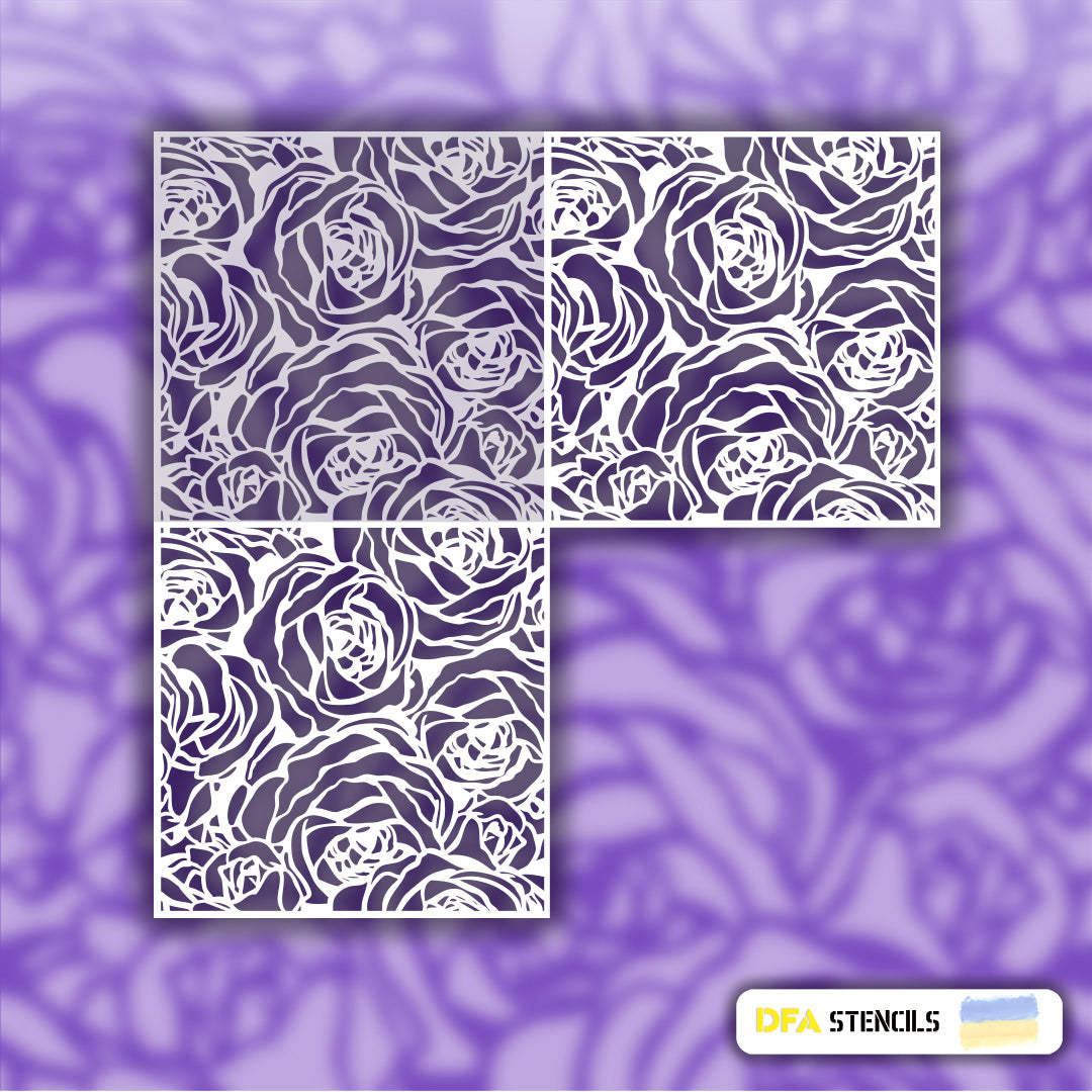 Stencil DFA for decoration Nature Rose for plaster and paint 0.3-1mm (P00017)