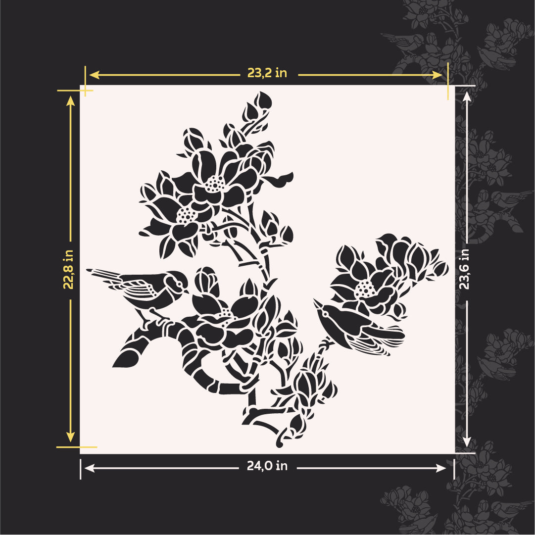 Create a spring mood with the DFA stencil Bird with flowers 0.3-1 mm (P00163)